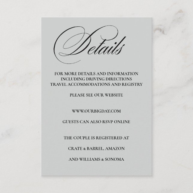 Elegant Enclosure Card Details Tilläggskort (Framsida)