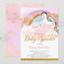 Elegant encorn baby sprinkle girl pastel rainbow inbjudningar