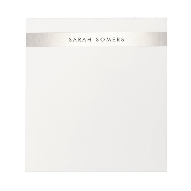 Elegant Endern Modern FAUX Silver Stripe Anteckningsblock (Framsida)