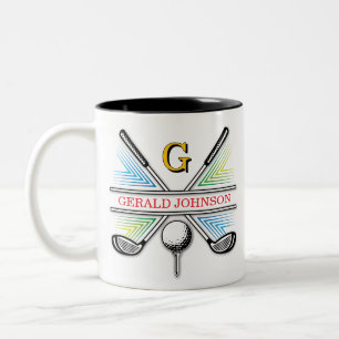 Elegant Energetic Golf Monogram Design Två-Tonad Mugg