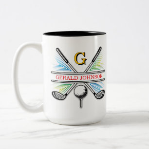 Elegant Energetic Golf Monogram Design Två-Tonad Mugg