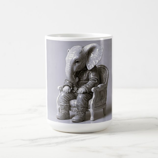 Elegant enfärgad elefantkonst kaffemugg (Center)