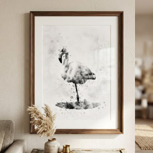 Elegant enfärgad flamingo i akvarell fototryck