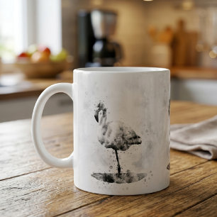 Elegant enfärgad flamingo i akvarell kaffemugg