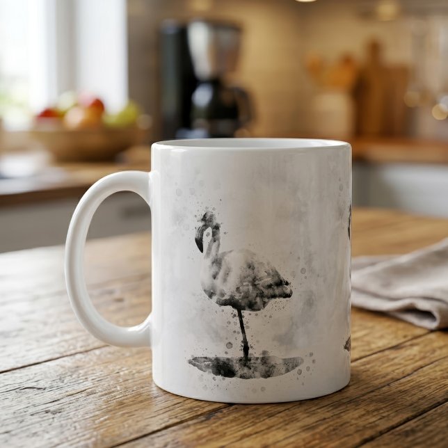 Elegant enfärgad flamingo i akvarell kaffemugg (Elegant Monochrome Flamingo in Watercolor. Coffee Mug)