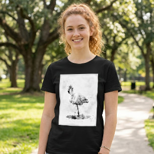 Elegant enfärgad flamingo i akvarell t shirt
