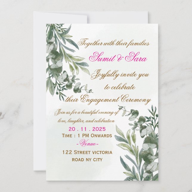 Elegant Engagement Party Invitation Card Inbjudningar (Framsida)