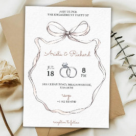 Elegant engagement party invitation with a bow inbjudningar