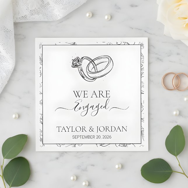 Elegant Engagement Ring We Are Engaged Custom  Pappersservett (Skapare uppladdad)