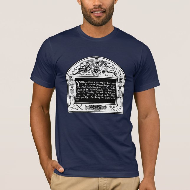 Elegant engelsk dödsannons från 1700-talet t shirt (Framsida)