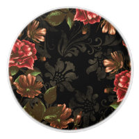 Elegant Engraved Black Blommigt