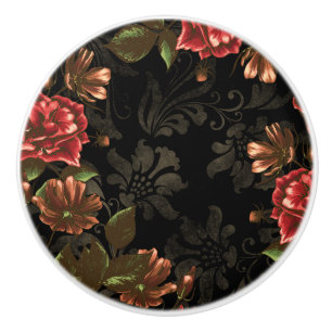Elegant Engraved Black Blommigt Knopp