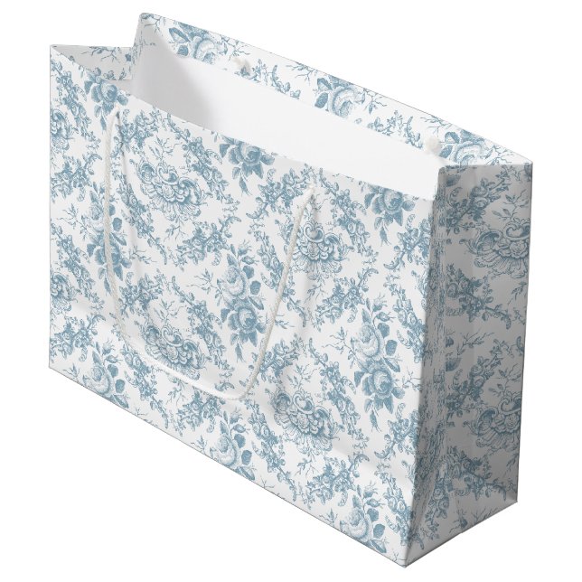 Elegant Engraved Blue and White Blommigt Toile (Framsidan Vinklad)