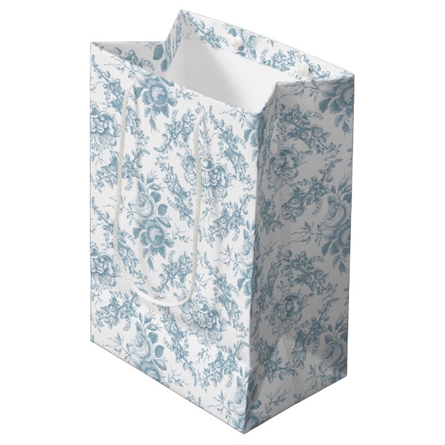 Elegant Engraved Blue and White Blommigt Toile (Framsidan Vinklad)