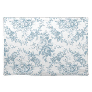 Elegant Engraved Blue and White Blommigt Toile Bordstablett