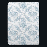 Elegant Engraved Blue and White Blommigt Toile iPad Pro Skydd<br><div class="desc">vintagen i elegant inspirerade till gravt blått blommigt i mönster med ro,  viner och scrollsar på vit bakgrund. Sömlöst mönster kan byggas upp eller ned.</div>