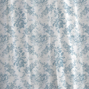 Elegant Engraved Blue and White Blommigt Toile Tyg