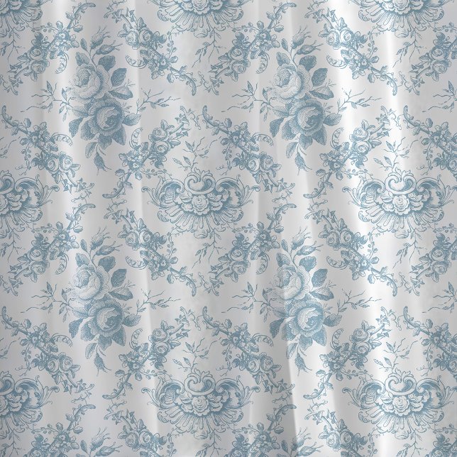 Elegant Engraved Blue and White Blommigt Toile Tyg (Skapare uppladdad)