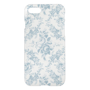 Elegant Engraved Blue and White Blommigt Toile iPhone 7 Skal