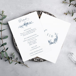 Elegant Engraved Fransk Blue Blommigt Tilläggskort