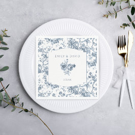 Elegant Engraved Fransk Blue Blommigt Toile Pappersservett