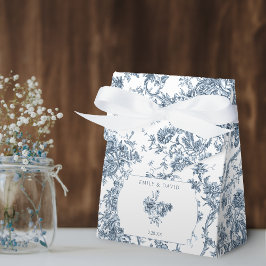 Elegant Engraved Fransk Blue Blommigt Toile Presentaskar