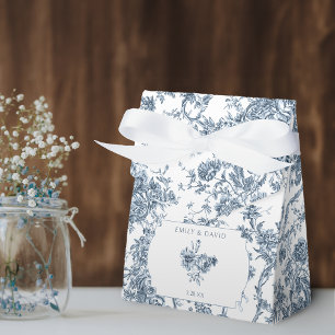 Elegant Engraved Fransk Blue Blommigt Toile Presentaskar