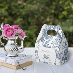Elegant Engraved Fransk Blue Blommigt Toile Presentaskar