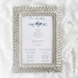 Elegant Engraved Fransk Blue Blommigt Toile Progra