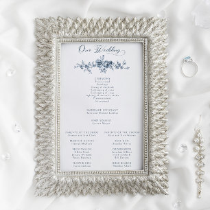 Elegant Engraved Fransk Blue Blommigt Toile Progra