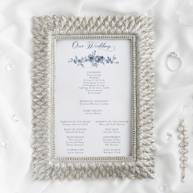 Elegant Engraved Fransk Blue Blommigt Toile Progra (Skapare uppladdad)