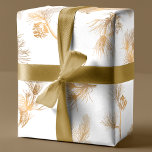 Elegant Engraved Guld Winter Gräs Presentpapper<br><div class="desc">Upprepad skalbar elegant med guld-gradient graverad grenar och gräs-koner. Bakgrunden färg kan redigeras.</div>