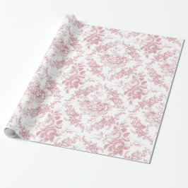 Elegant Engraved Rosa och Vit Blommigt Toile Presentpapper