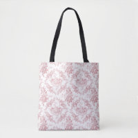 Elegant Engraved Rosa och Vit Blommigt Toile