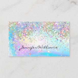Elegant Enhörning Holografisk Glitter Gnistrar Visitkort