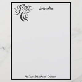 Elegant enhörningsporträttskiss svart & grå