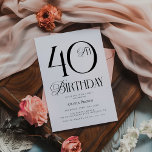 Elegant Enkel 40:e födelsedagen Party Inbjudningar<br><div class="desc">Elegant Enkel 40:e födelsedagspartisinbjudan</div>