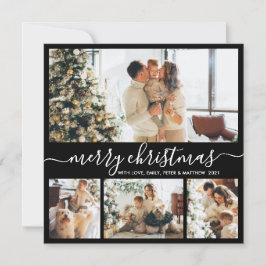 Elegant Enkel 4 Photo Collage jul-Helgdag C Julkort