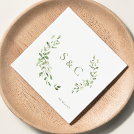 Elegant Enkel Anpassad Monogram Krans Bröllop Pappersservett