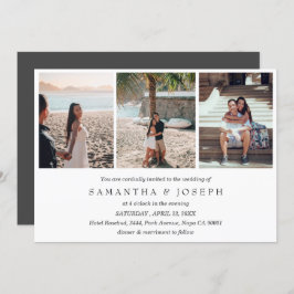 Elegant Enkel Anpassningsbar 3 Foto Monogrammed Br Inbjudningar