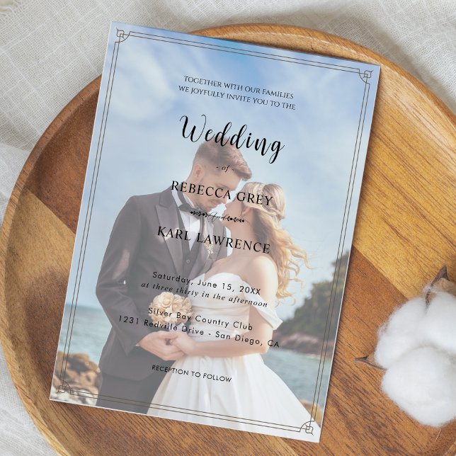 Elegant Enkel Anpassningsbar Foto Bröllop  Inbjudningar (Elegant Simple Customizable Photo Invitation )