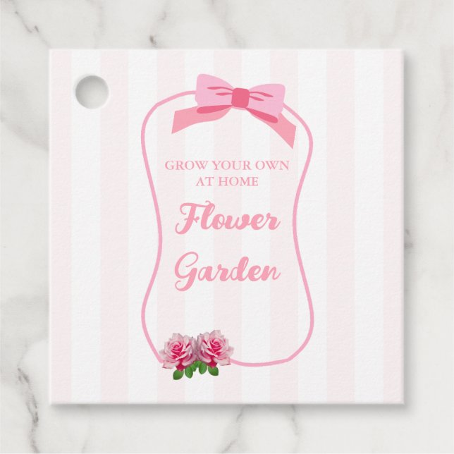 Elegant Enkel Båge Blommig Odla Din Egen Blomstert Gåvor Etiketter (Framsida)