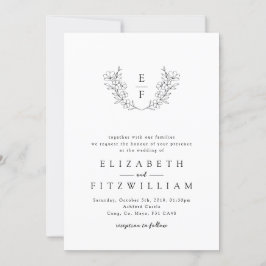 Elegant Enkel Blommar för körsbär Monogram andedrä Inbjudningar