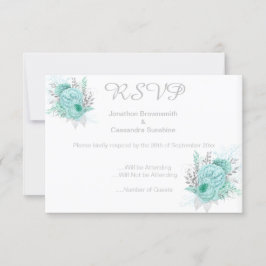 ELEGANT ENKEL BLOMMIG AKVA GLITTER RSVP INBJUDNINGAR