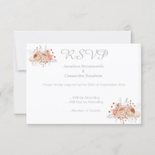 ELEGANT ENKEL BLOMMIG APRIKOS GLITTER RSVP INBJUDNINGAR