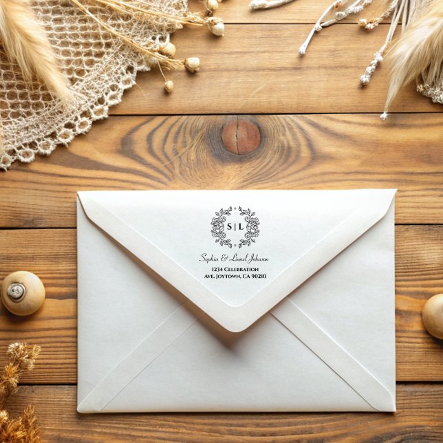 Elegant Enkel Blommigt Bröllop Returadress Stämpel (Skapare uppladdad)