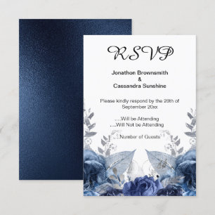 ELEGANT ENKEL BLOMMIGT NAVY-OSA INBJUDNINGAR
