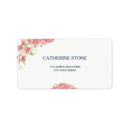 Elegant, enkel blommigt, peonium white navy bröllo adressetikett