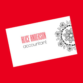 Elegant, enkel blommigt svart, vit mandala modern visitkort