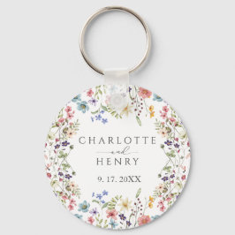 Elegant Enkel Blommigt Wildblommor Bröllop Nyckelring